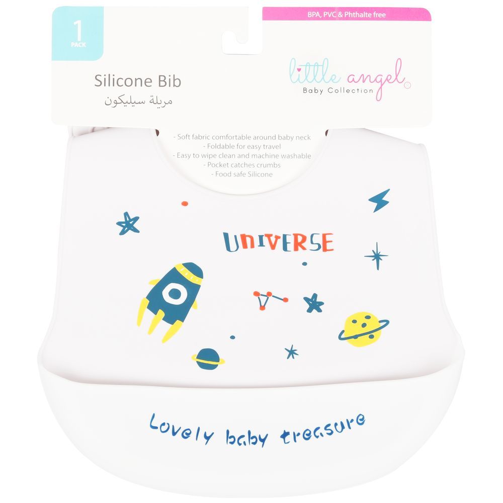 Little Angel - Universe Lovely Baby Treasure Baby Silicon Bib - White