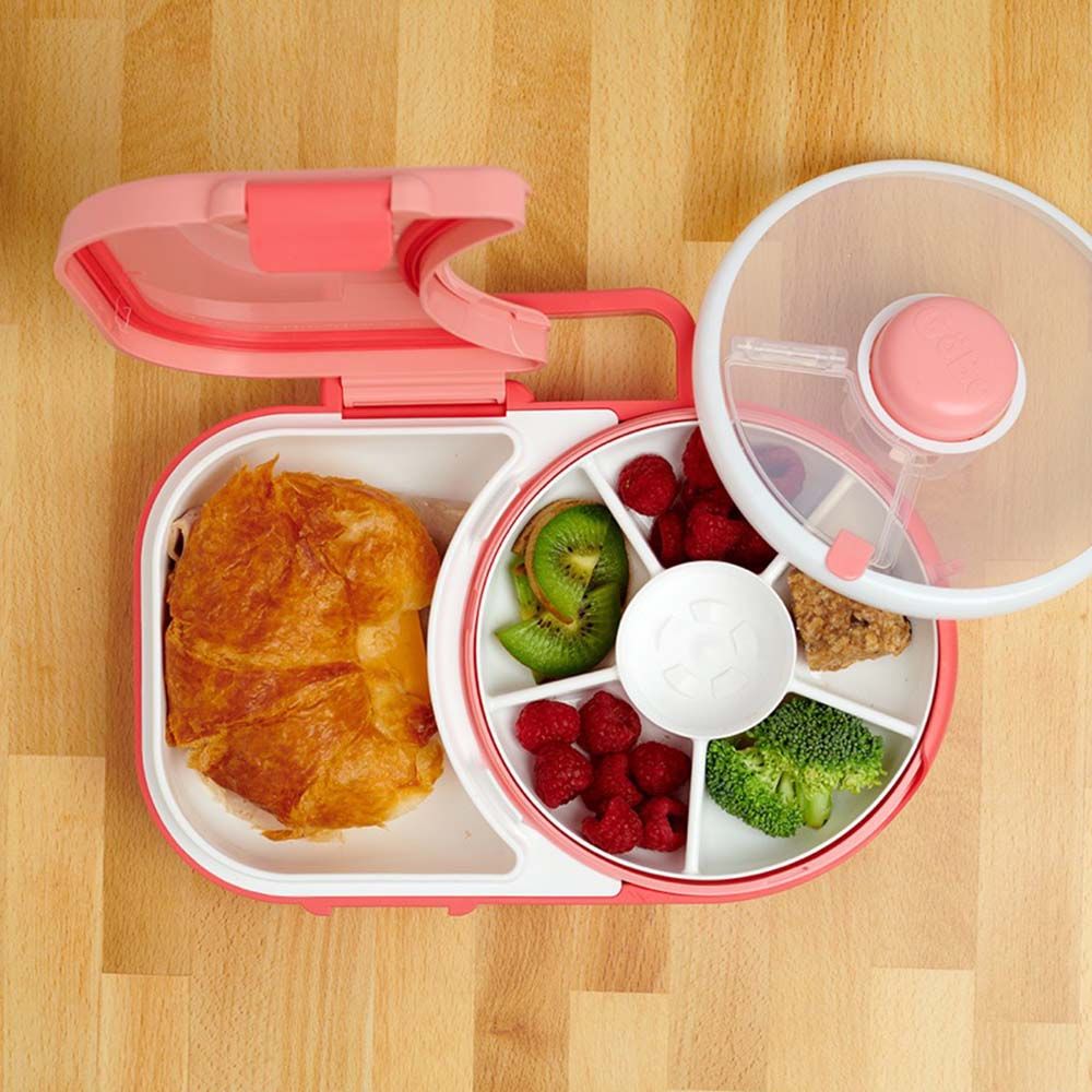 Gobe - 5 Compartment Lunchbox w/ Detachable Snack Box - Coral