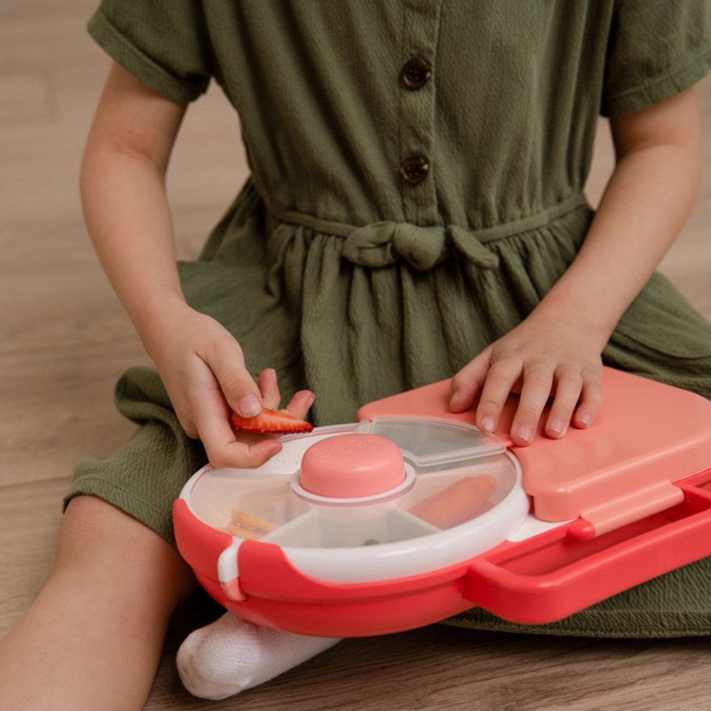 Gobe - 5 Compartment Lunchbox w/ Detachable Snack Box - Coral