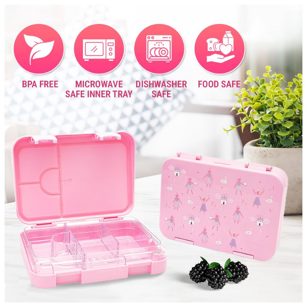 Bamboo Bark - 4/6 Compartment Lunch Box - Pink