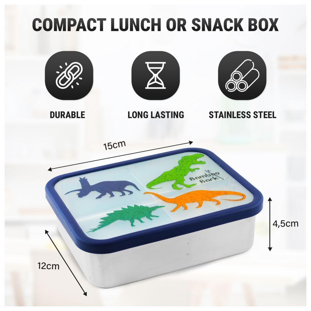 Bamboo Bark - Stainless Steel 3 Compartment Bento Lunch Box - Dinosaur