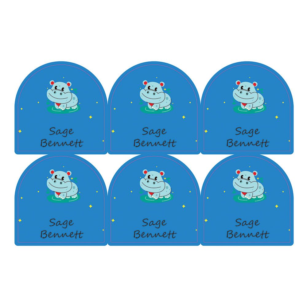 Ladybug Labels - Personalized Shoe Labels - Smiling Hippo - 12pcs