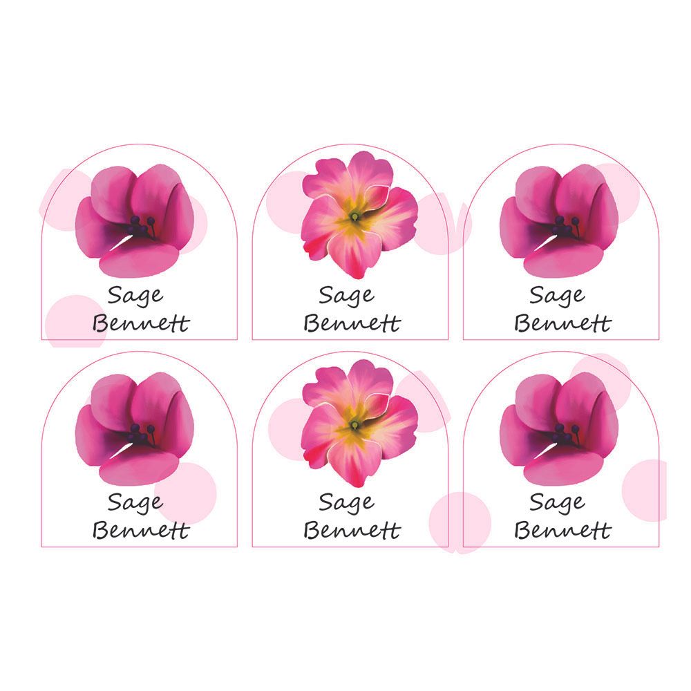 Ladybug Labels - Personalized Shoe Labels - Wild Orchid Flower - 12pcs