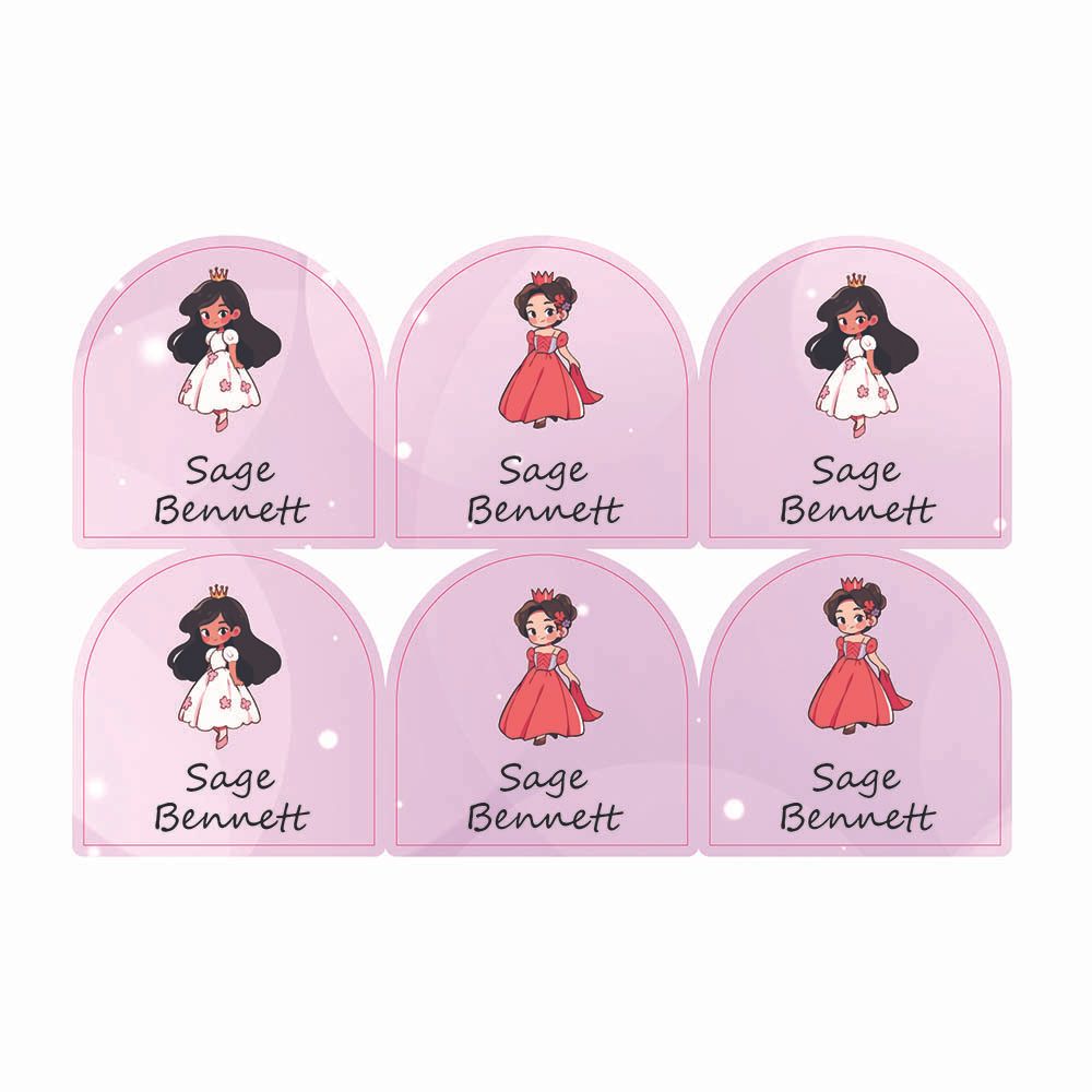 Ladybug Labels - Personalized Shoe Labels - Rose Princess - 12pcs