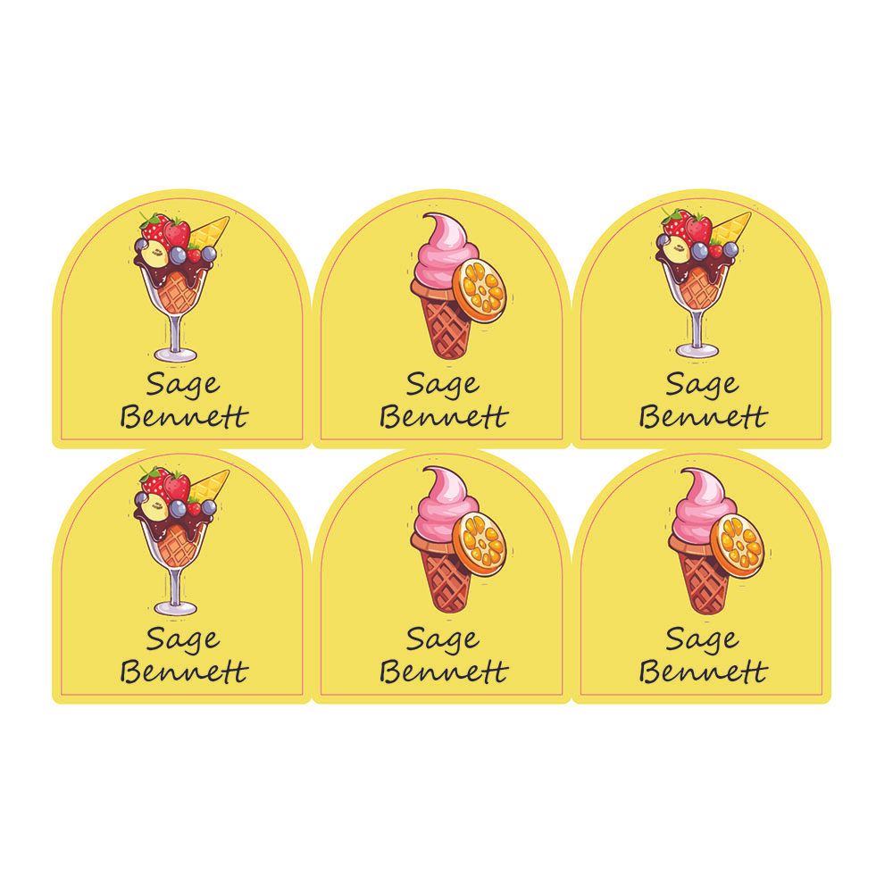 Ladybug Labels - Personalized Shoe Labels - Ice Cream - 12pcs