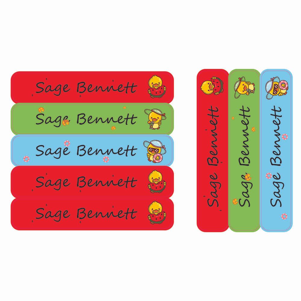 Ladybug Labels - Personalized Waterproof Large Labels - Cute Ducky - 30pcs