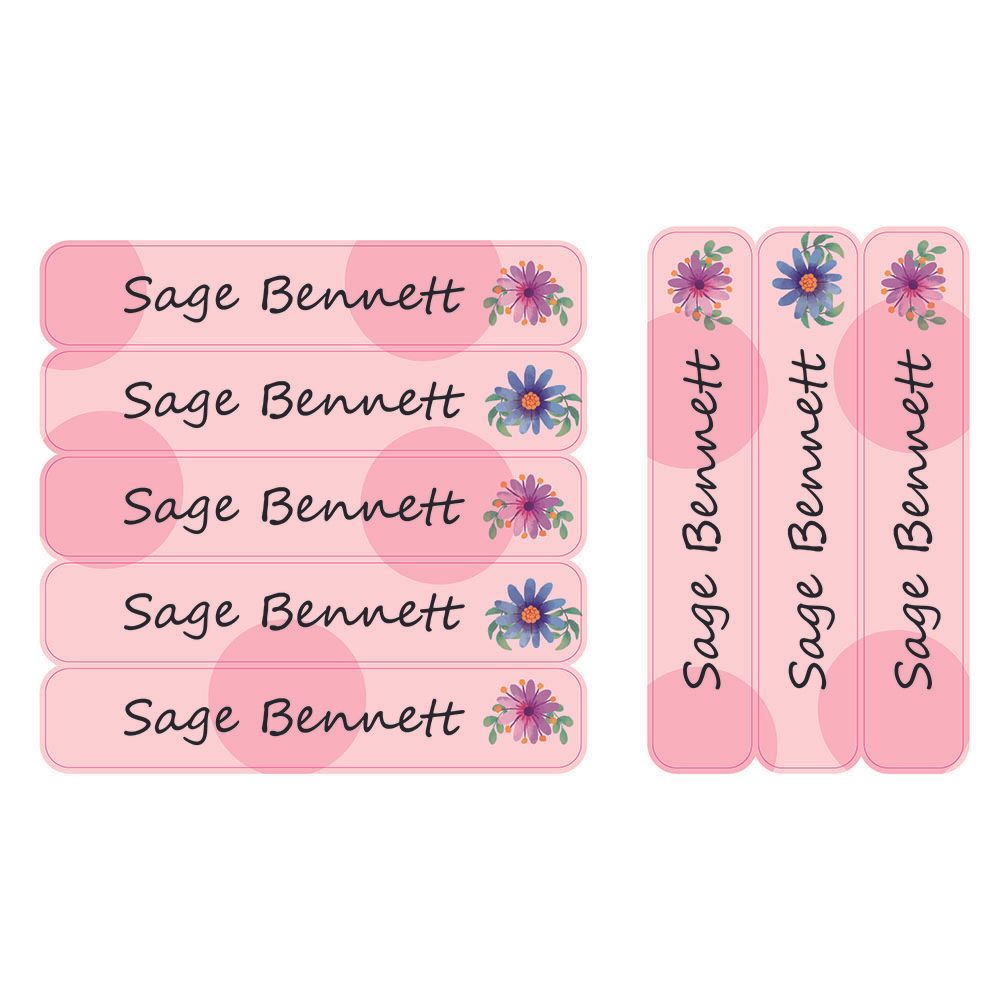 Ladybug Labels - Personalized Waterproof Large Labels - Vector Flower - 30pcs