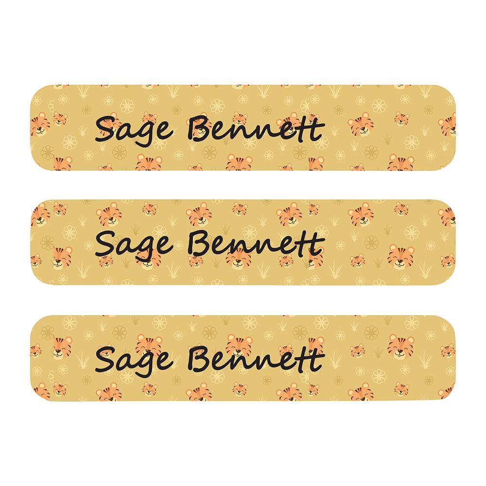 Ladybug Labels - Personalized Waterproof Large Labels - Brown Tiger - 30pcs