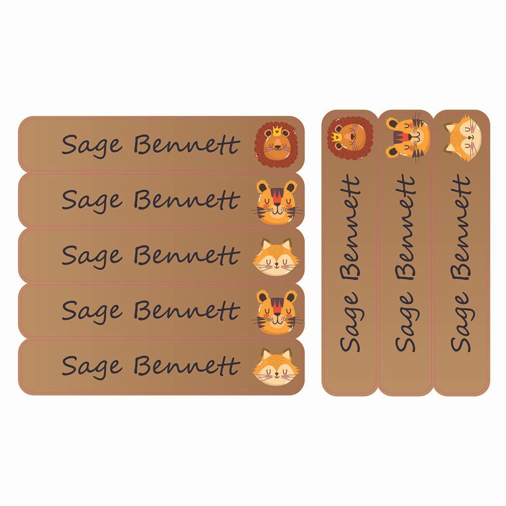 Ladybug Labels - Personalized Waterproof Large Labels - King Lion - 30pcs