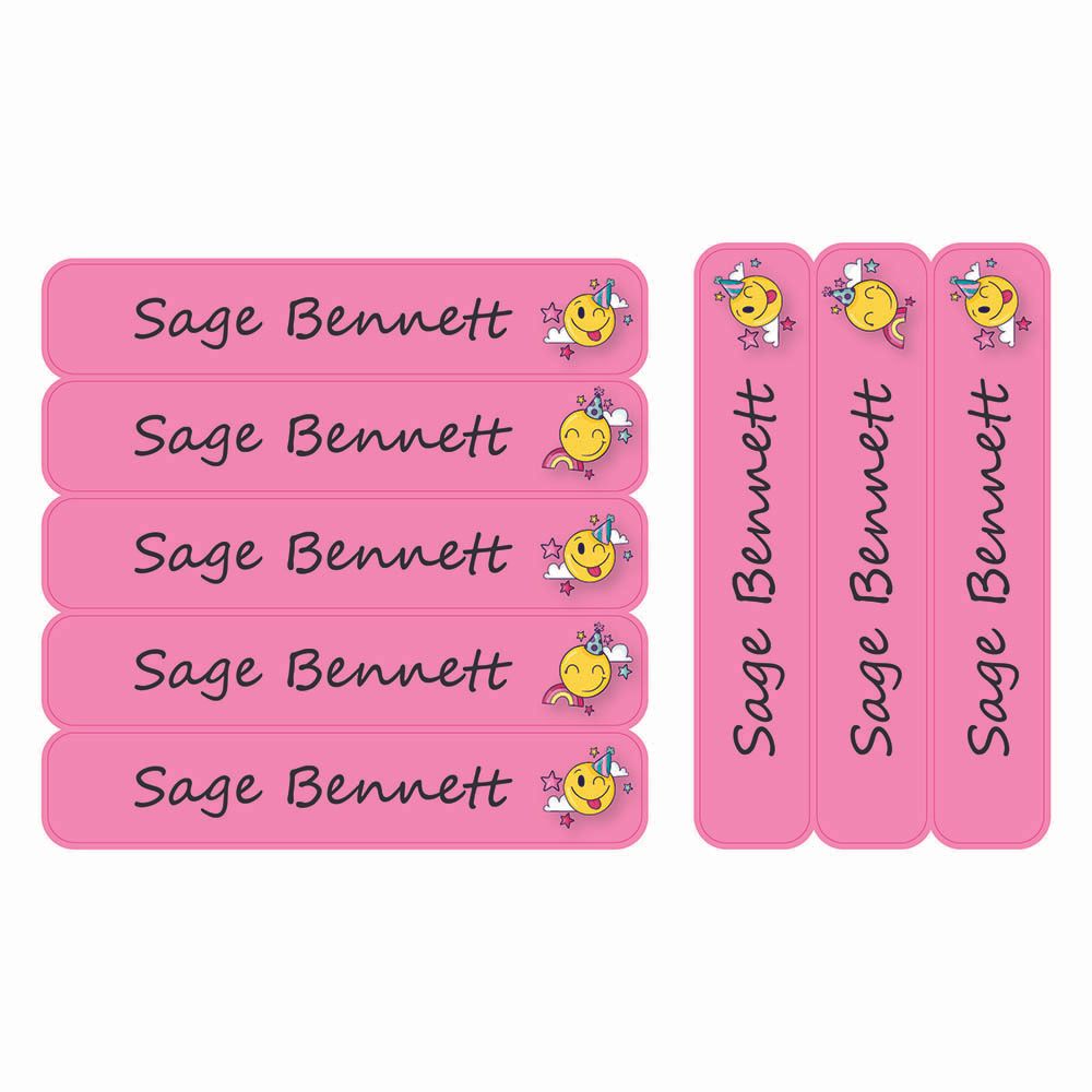 Ladybug Labels - Personalized Waterproof Large Labels - Pink Smiley - 30pcs