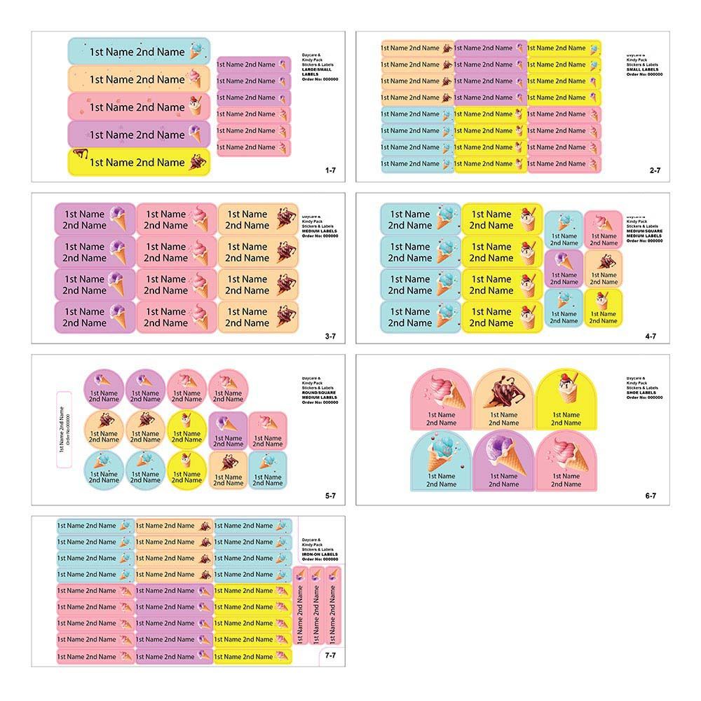 Ladybug Labels - Personalized Waterproof Labels - Ice Cream - 111pcs