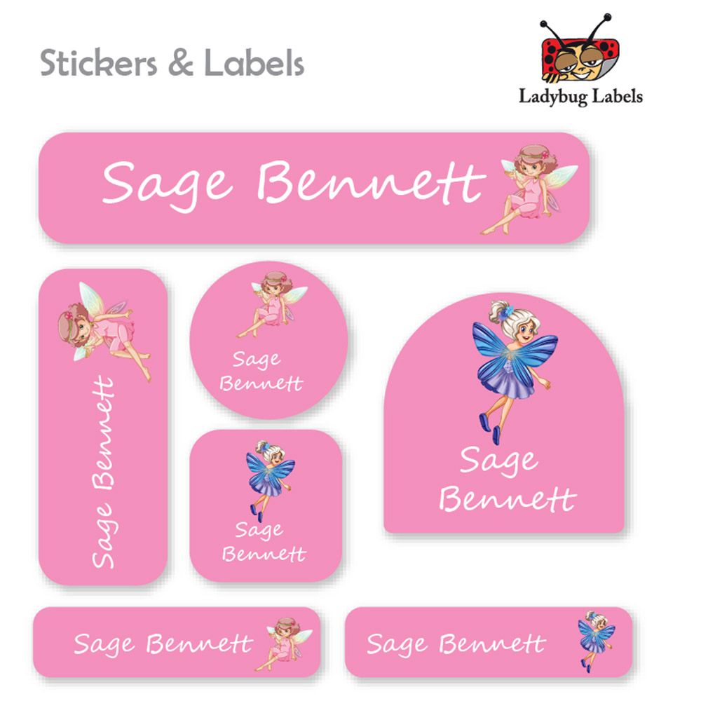 Ladybug Labels - Personalized Waterproof Labels - Little Fairy - 111pcs