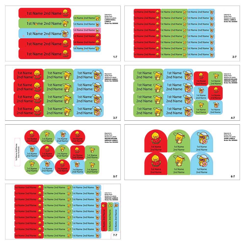 Ladybug Labels - Personalized Waterproof Labels - Cute Ducky - 111pcs