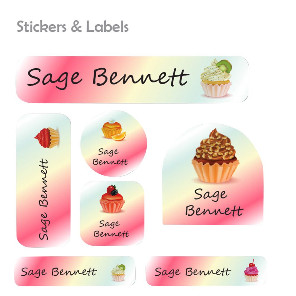 Ladybug Labels - Personalized Waterproof Labels - Kiwi Cupcake - 111pcs