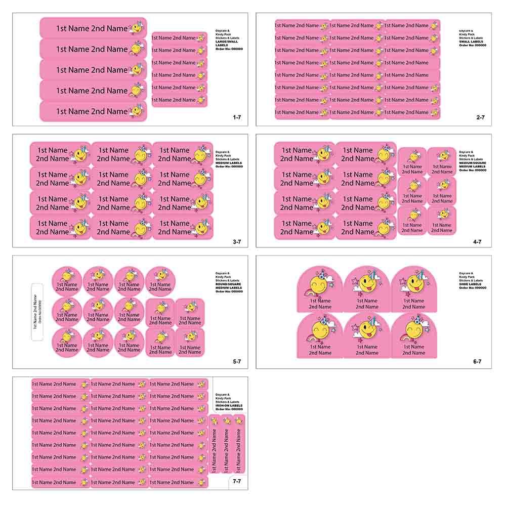 Ladybug Labels - Personalized Waterproof Labels - Pink Smiley - 111pcs