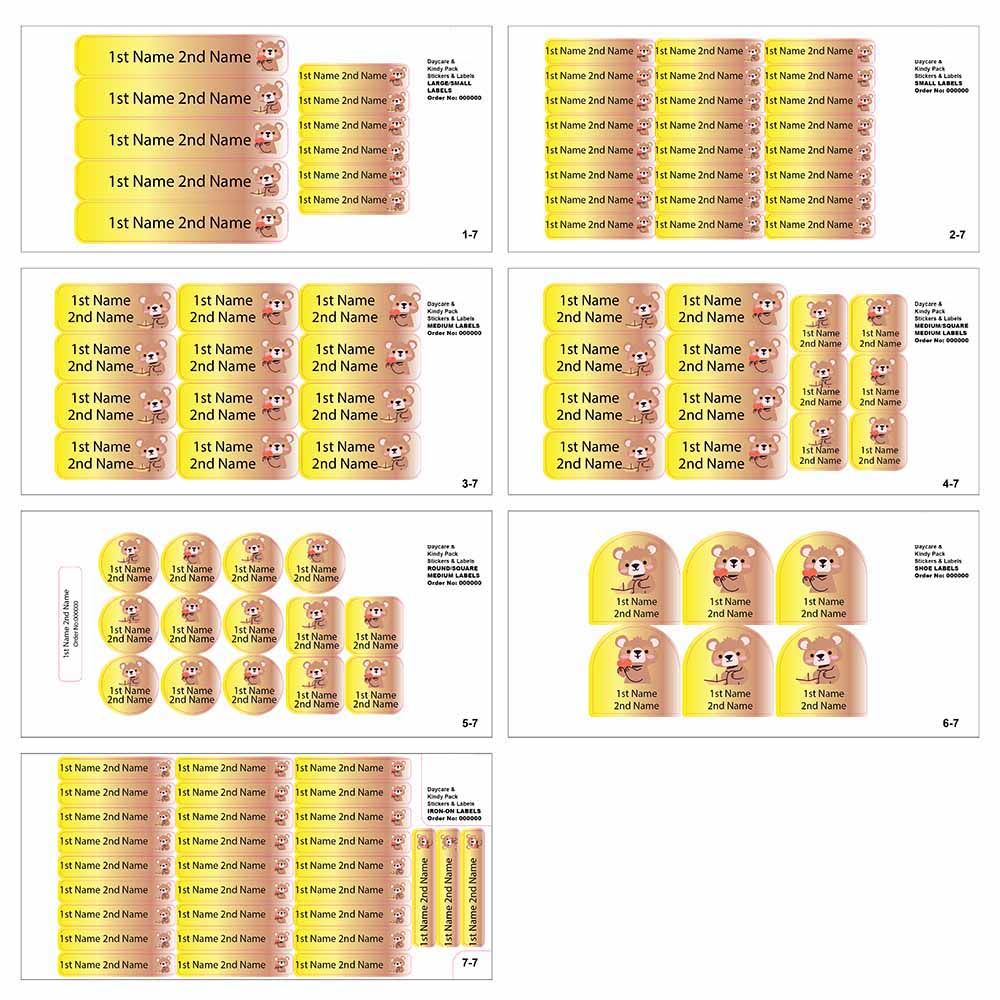 Ladybug Labels - Personalized Waterproof Labels - Cute Teddy Bear - 111pcs