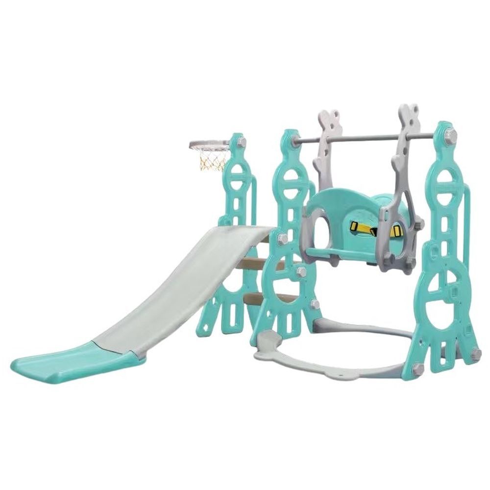 Buddiez - 3-in-1 Play N Go Slide w/ Swing & Basketball - Light Green