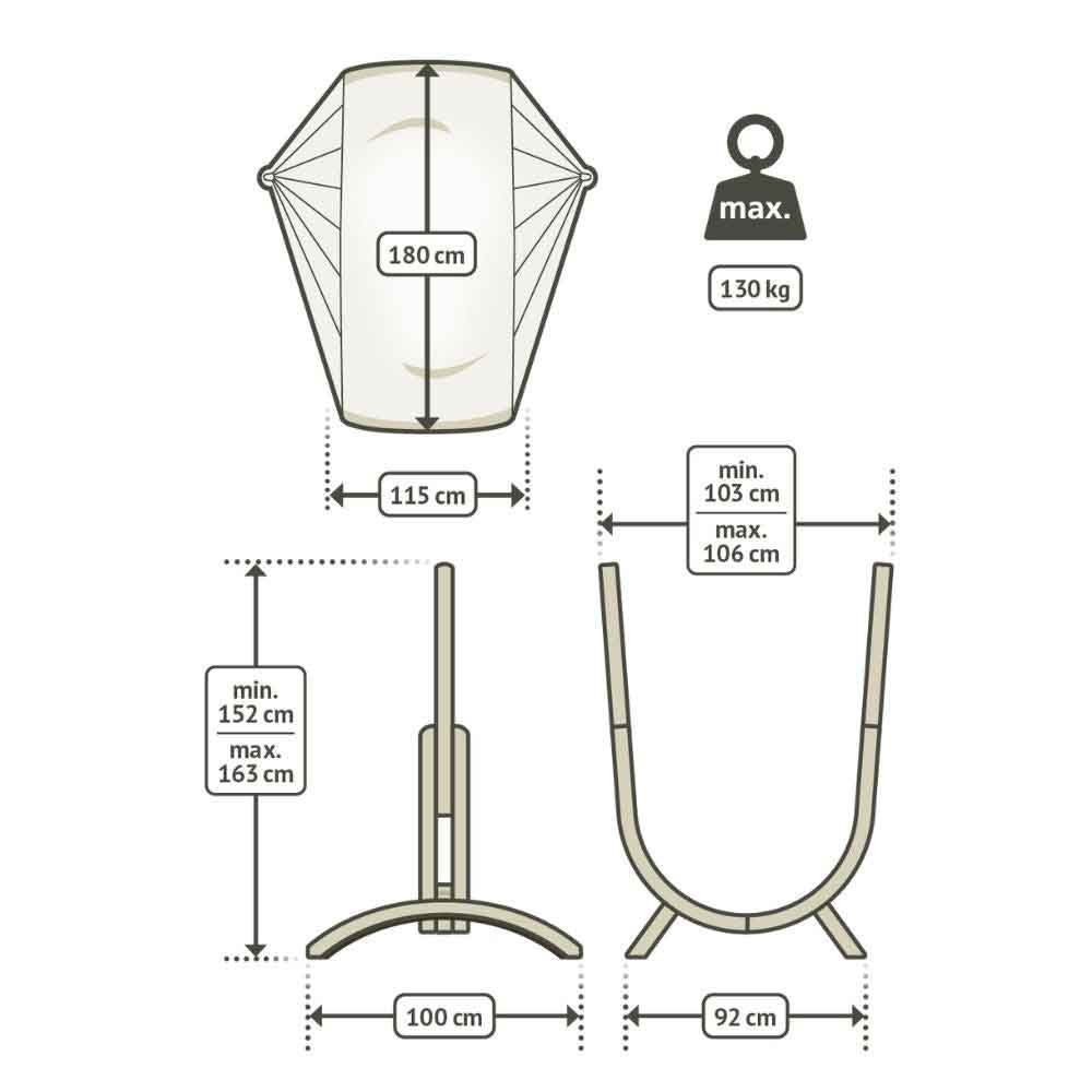 La Siesta - Udine Organic Hammock Chair With Wooden Stand - Latte - 115 cm
