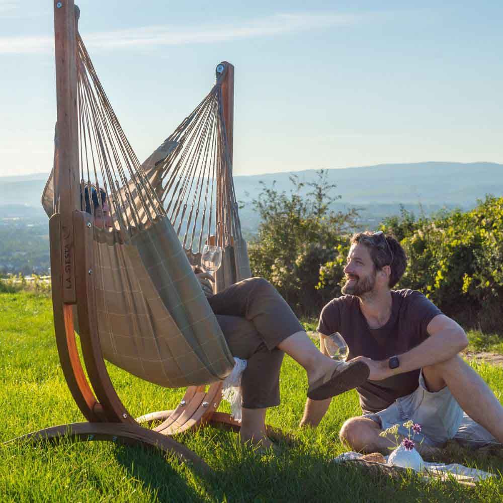 La Siesta - Udine Outdoor Hammock Chair With Wooden Stand - Almond - 115 cm