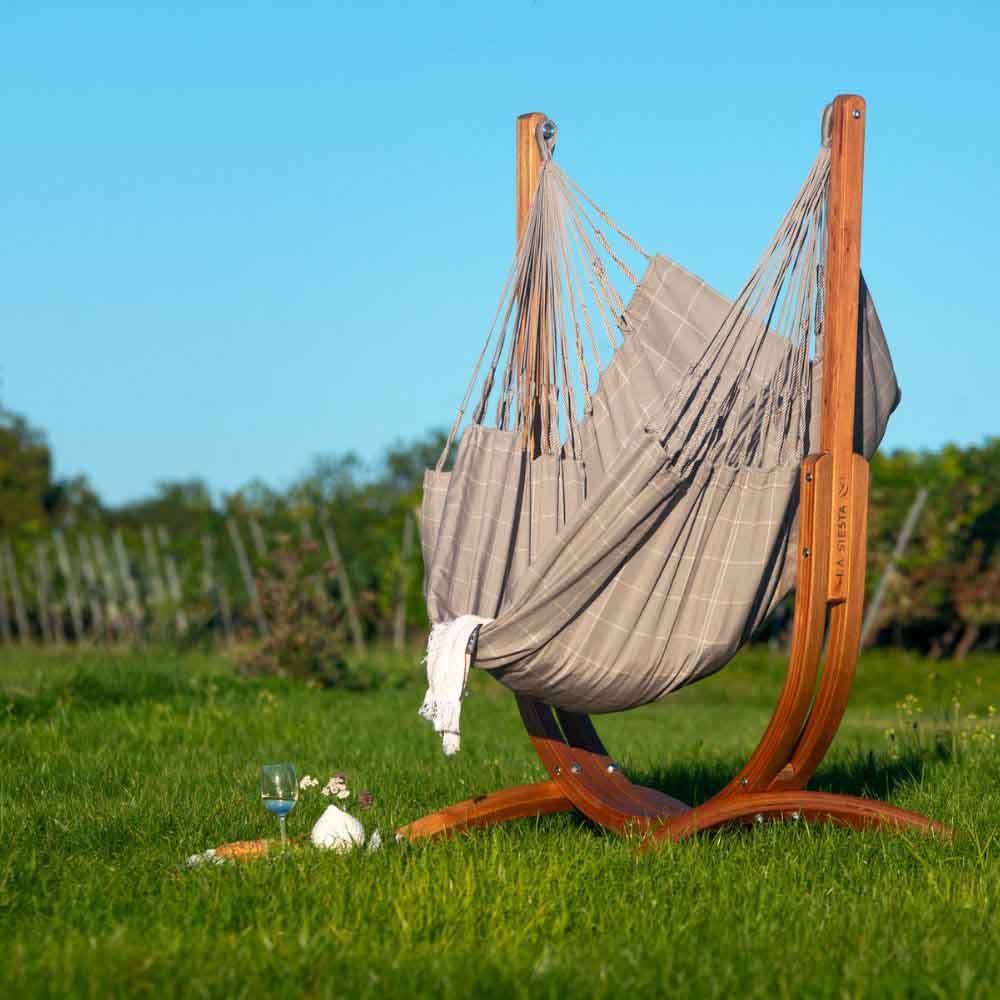 La Siesta - Udine Outdoor Hammock Chair With Wooden Stand - Almond - 115 cm