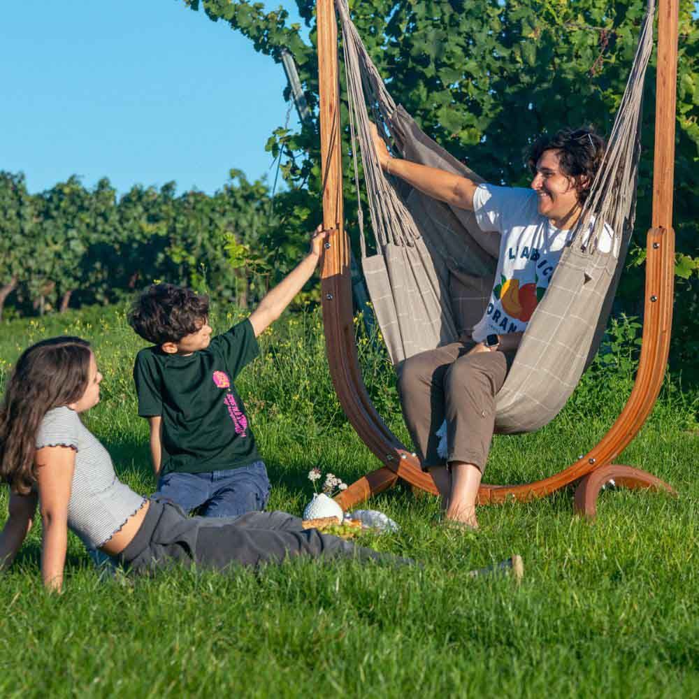 La Siesta - Udine Outdoor Hammock Chair With Wooden Stand - Almond - 115 cm