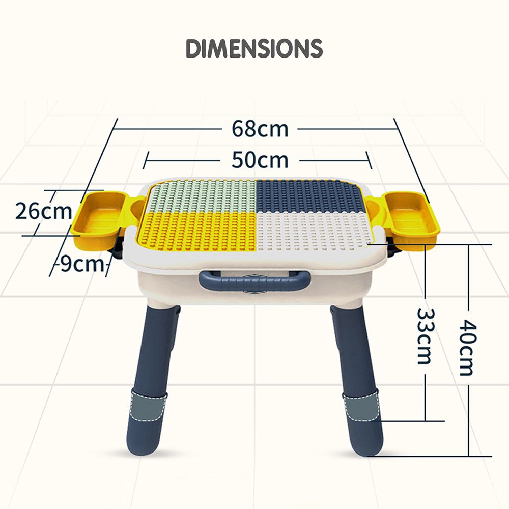 ليتل ستوري - طاولة الأنشطة 4 في 1 مع كرسي ومكعبات تركيب - أزرق