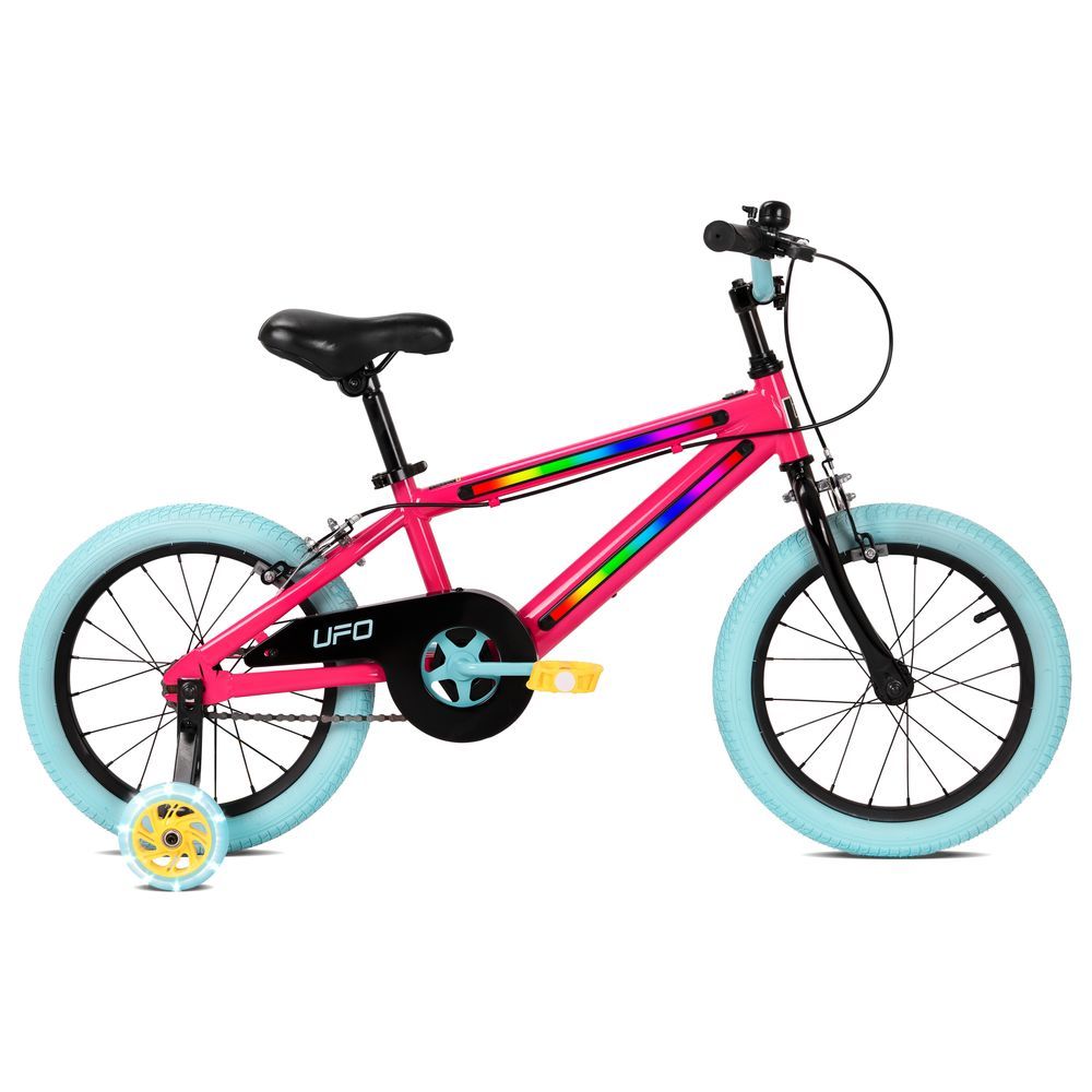 Spartan - Lit UFO Bike w/ In-Frame LED Lights - Pink - 16-inch