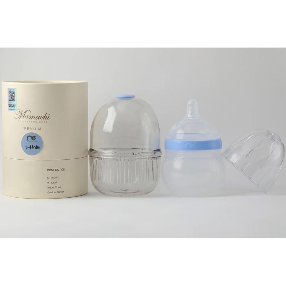 Mamachi - 100% Silicone Baby Bottle w/ Outdoor Carrier - 160 ml - Blue