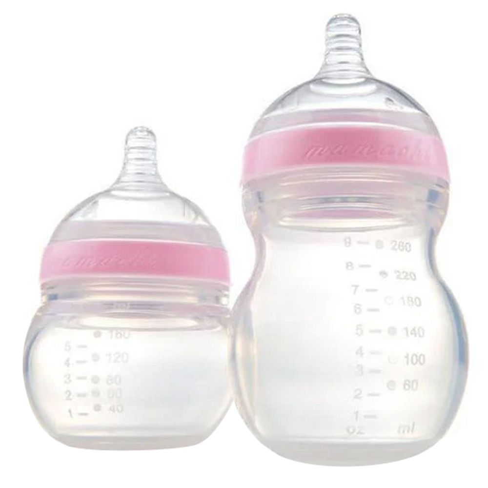 Mamachi - 100% Silicone Baby Bottle - Pink - 160 ml/260 ml - 2 Pcs