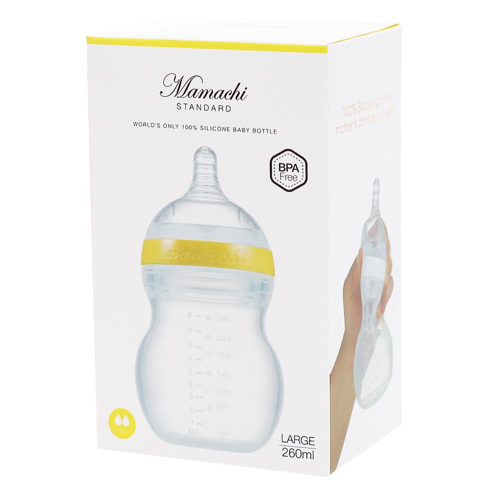 Mamachi - 100% Silicone Standard Baby Bottle - 260 ml - Yellow