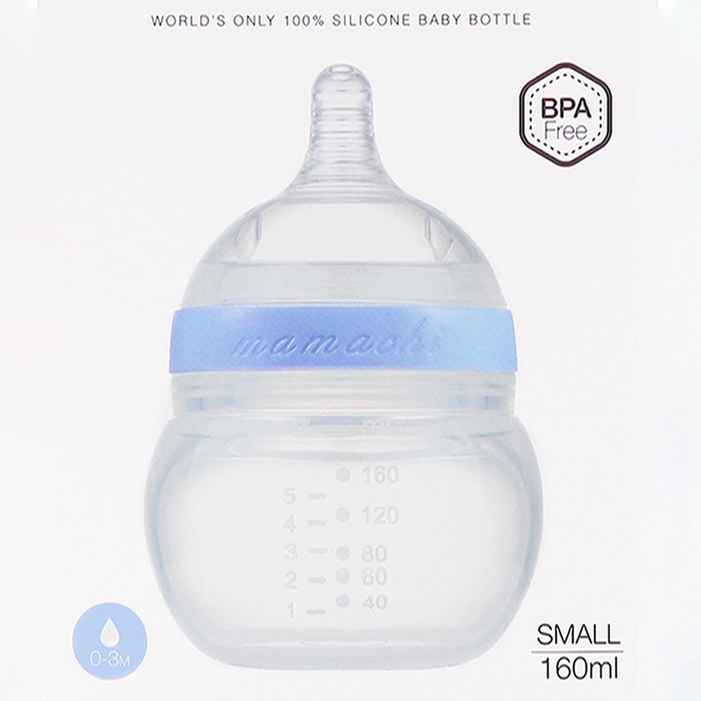 Mamachi - 100% Silicone Standard Baby Bottle - 160 ml - Blue