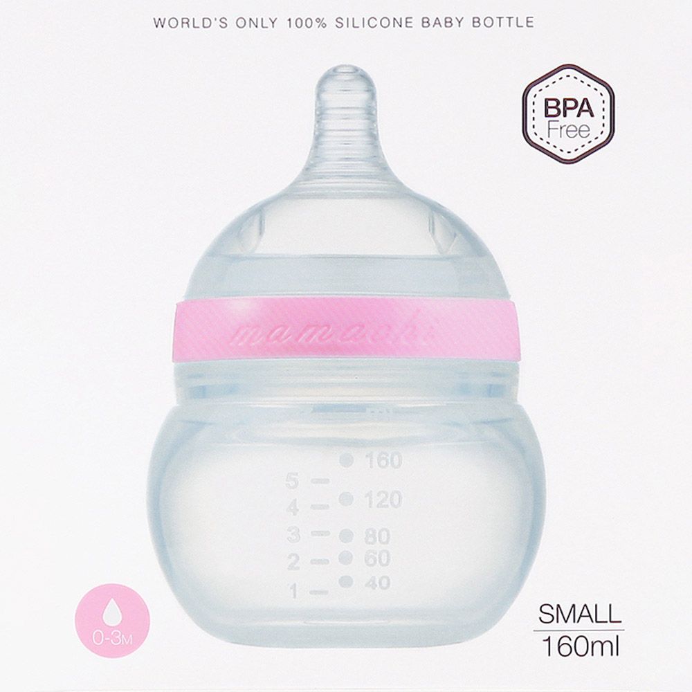 Mamachi - 100% Silicone Standard Baby Bottle - 160 ml - Pink