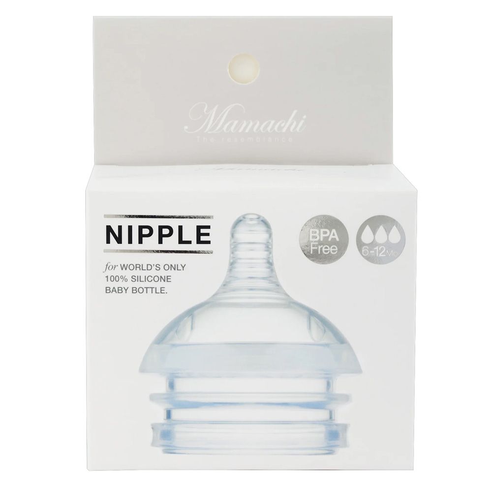 Mamachi - Baby Bottle 1-Hole Silicone Nipple - Clear - 6-12M