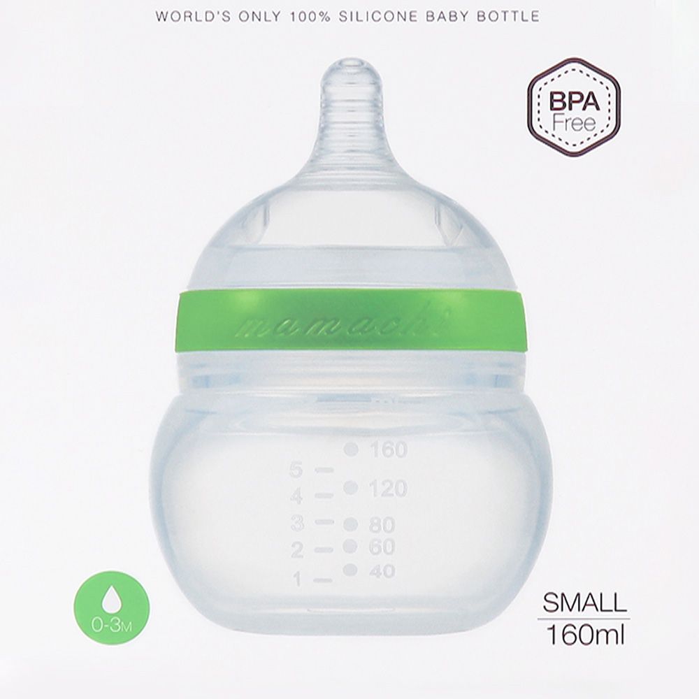 Mamachi - 100% Silicone Standard Baby Bottle - 160 ml - Green