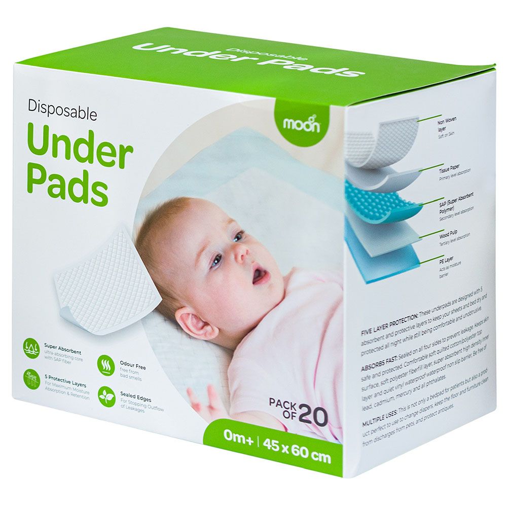 Moon - Two Fold Travel Cot Mattress w/ 20pcs Disposable Under Pads