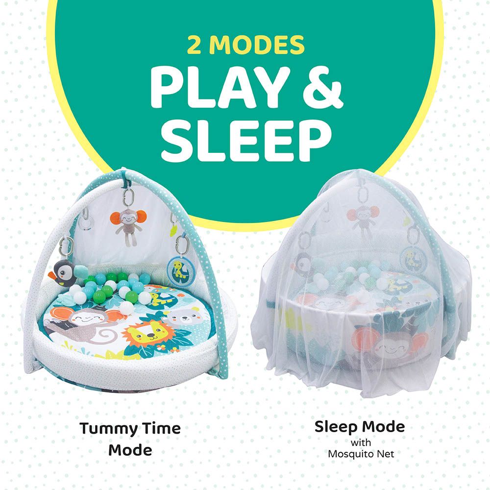 Moon - A Good Night Pool Playmat w/ Mosquito Net & Teether Rattle Soft Ball