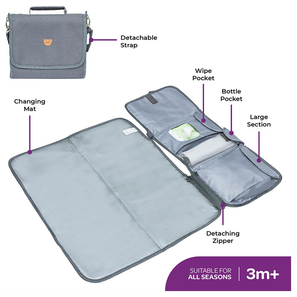 Moon - Portable Waterproof Diaper Changing Station - Light Grey