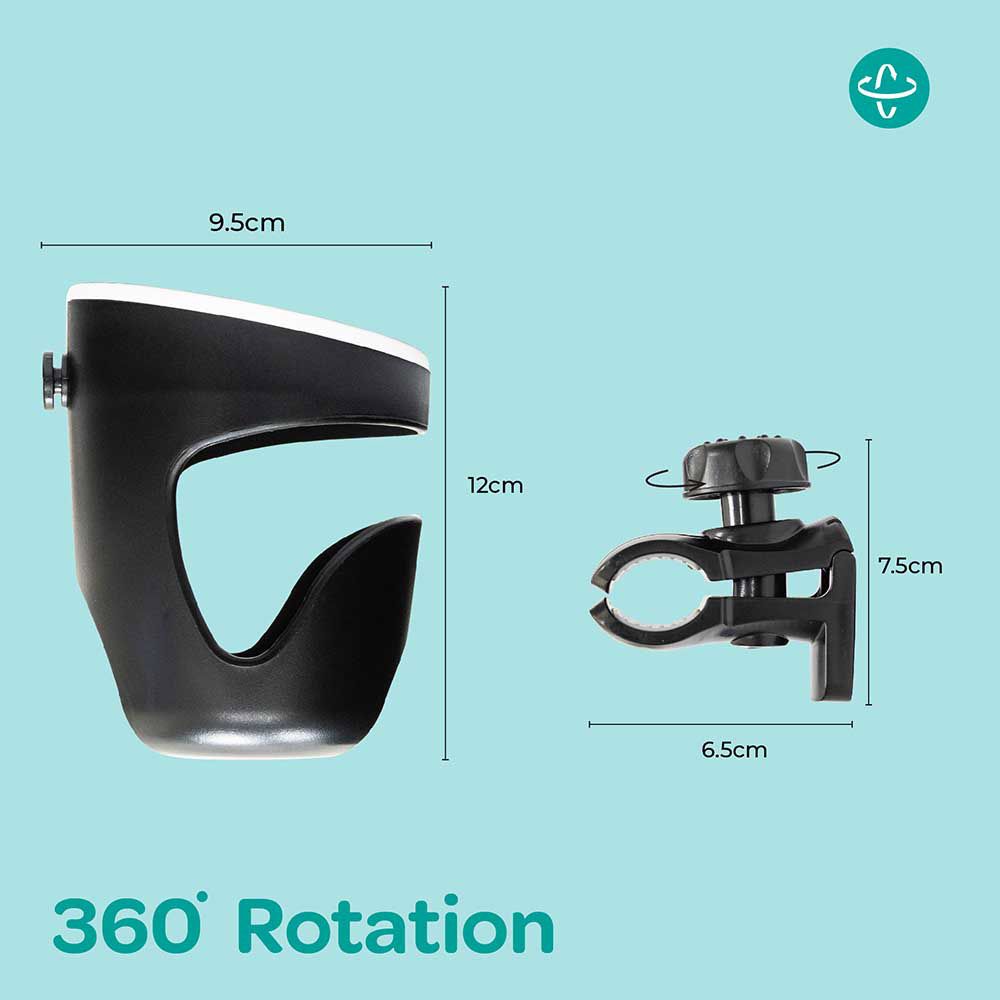 Moon - 360 Degree Rotating Universal Cup Holder Only - Black