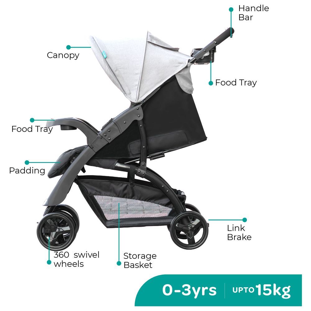 Moon - Aria Baby Stroller 2-in-1 Travel System - Light Grey