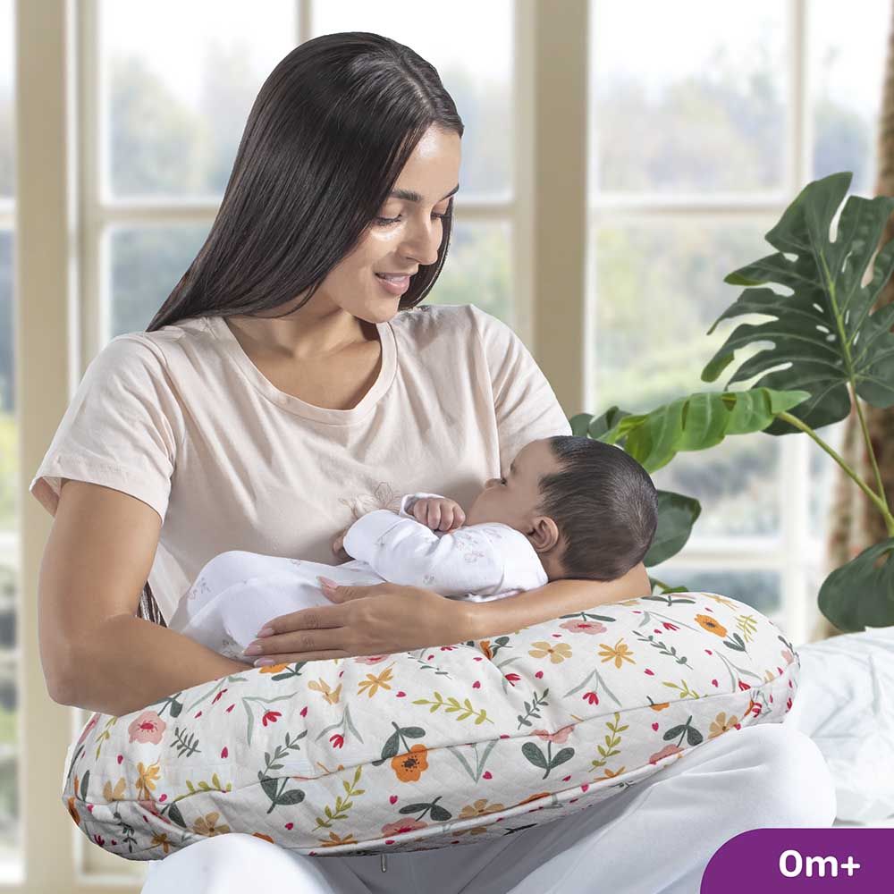 Moon - Portable Breast Feeding Pillow w/ Zippered Cover - Flowers