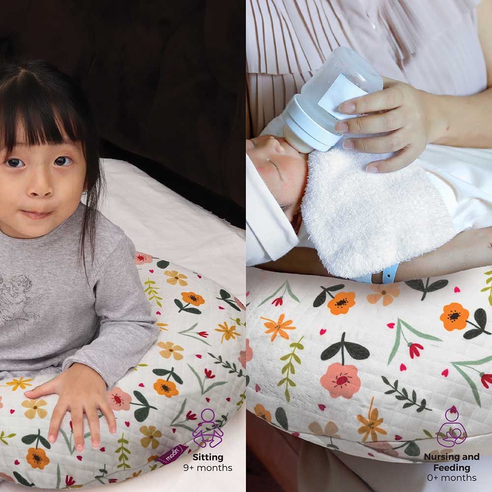 Moon - Portable Breast Feeding Pillow w/ Zippered Cover - Flowers