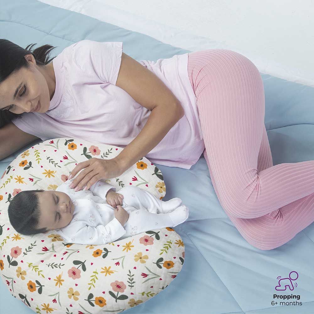 Moon - Portable Breast Feeding Pillow w/ Zippered Cover - Flowers