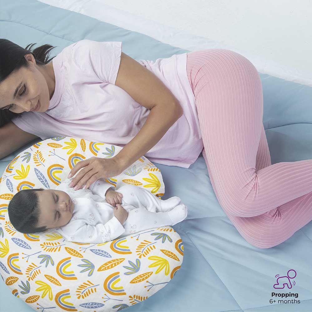 Moon - Portable Breast Feeding Pillow w/ Zippered Cover- Rainbow