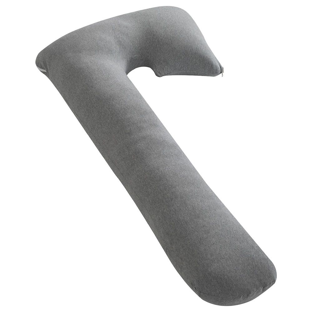 Moon - Organic J Shaped Maternity Pillow - Light Grey