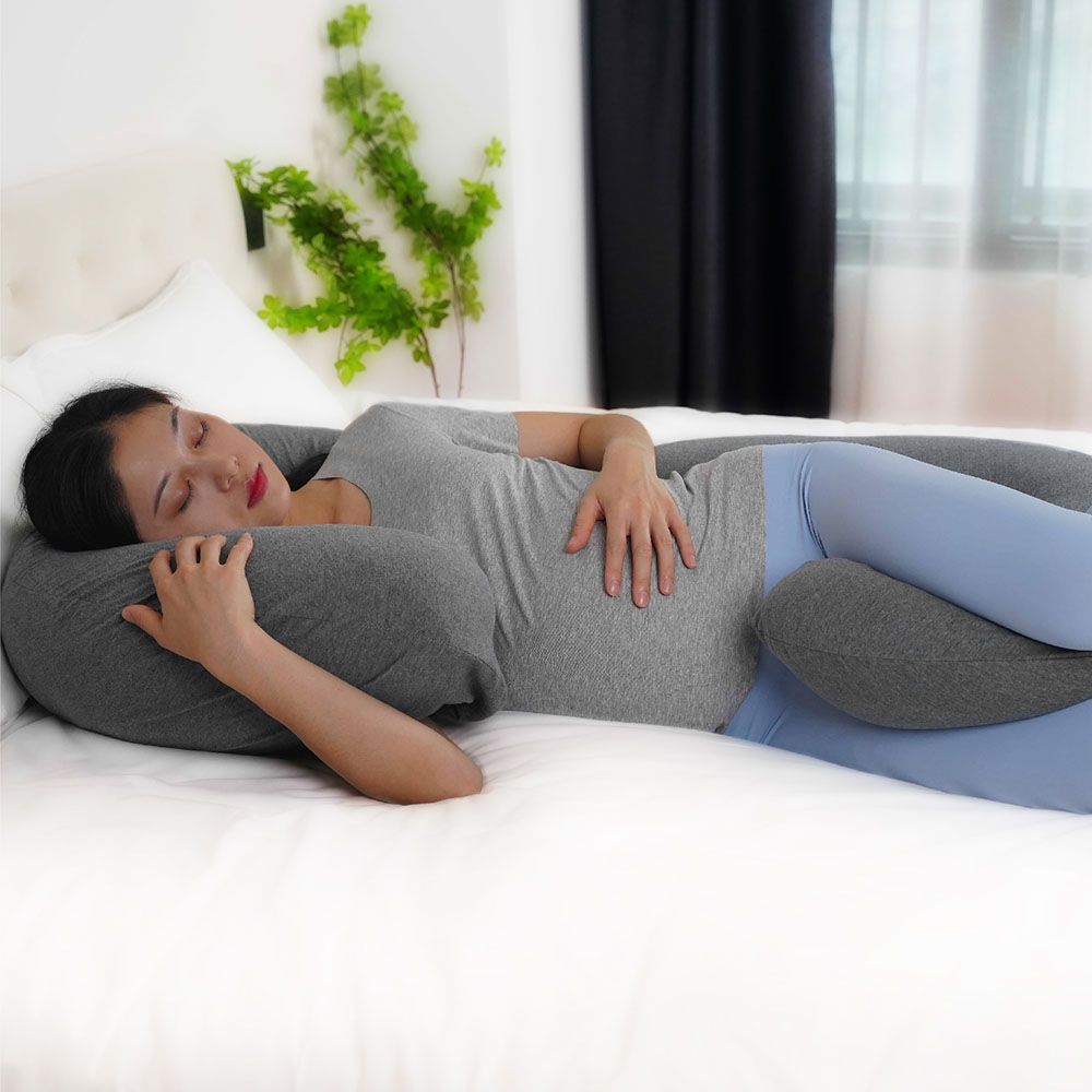 Moon - Organic C Shaped Maternity Pillow - Grey