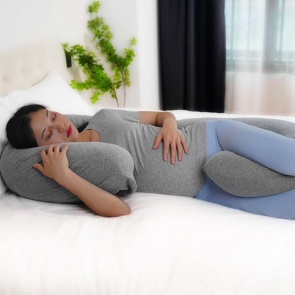 Moon - Organic C Shaped Maternity Pillow - Light Grey