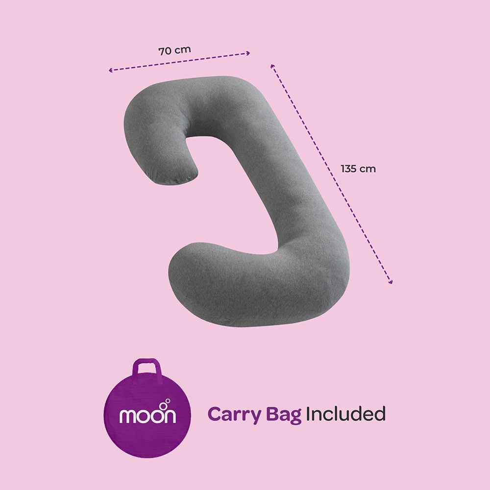 Moon - Organic C Shaped Maternity Pillow - Light Grey