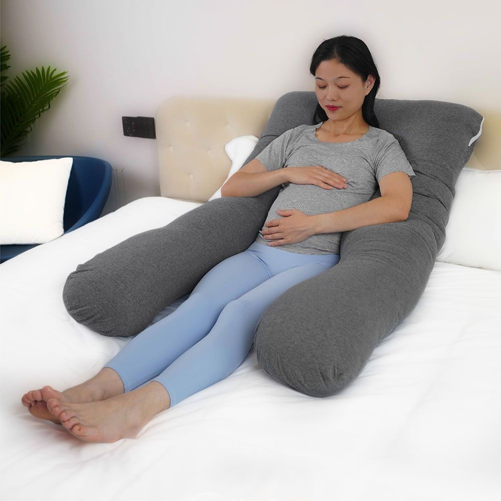 Moon - Organic U Shaped Maternity Pillow - Grey