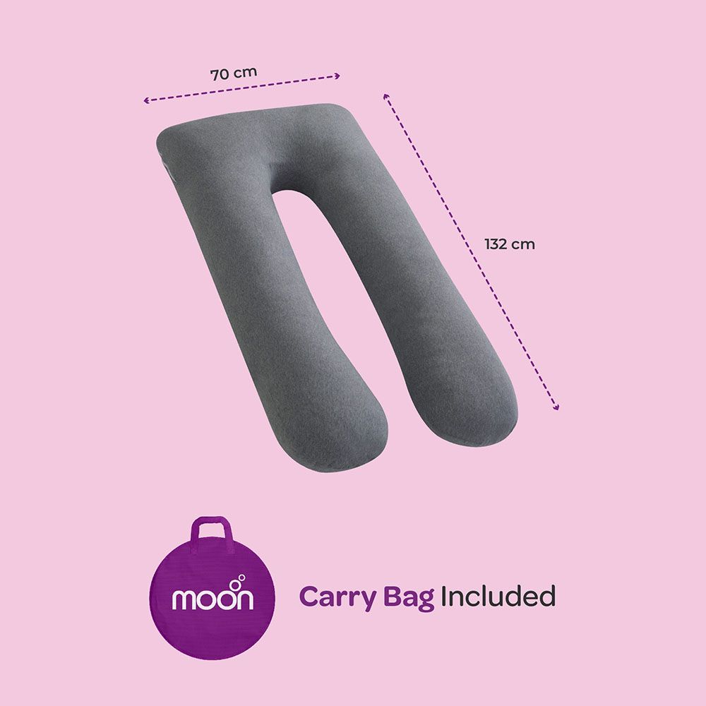 Moon - Organic U Shaped Maternity Pillow - Grey