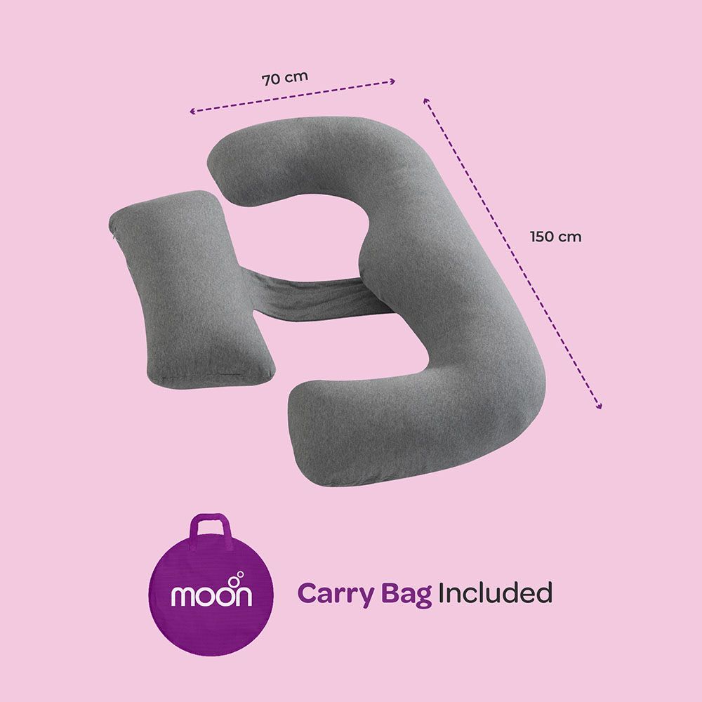 Moon - Multi Position Maternity Pillow w/ Back Support - Light Grey